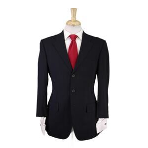 Paul Stuart Black Pinstripe 3-Btn Wool Suit 38S
